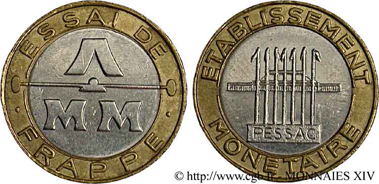 Essai de frappe de 10 francs, bimétallique n.d.  G.826  AU 