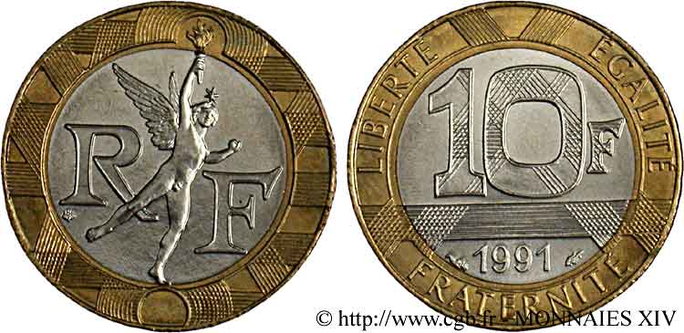 10 francs Génie de la Bastille, (BU) Brillant Universel, frappe médaille 1991 Pessac F.375/7 FDC 