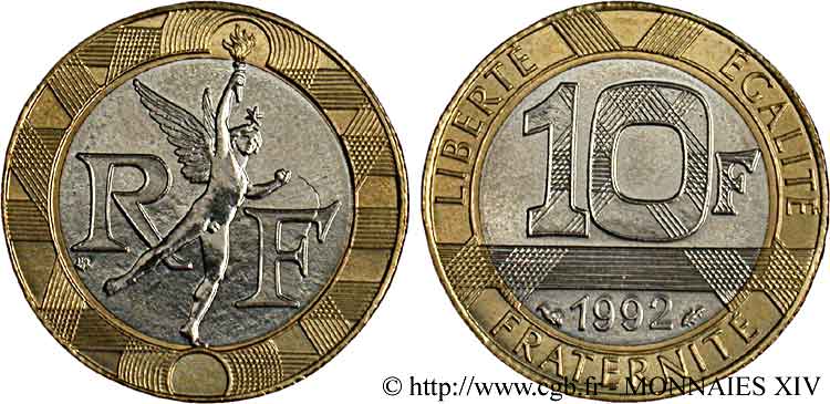 10 francs Génie de la Bastille, (BU) Brillant Universel, frappe médaille 1992 Pessac F.375/9 MS 