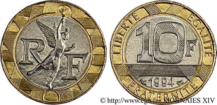 10 francs Génie de la Bastille, BU (Brillant Universel) 1994 Pessac F.375/11 SPL 