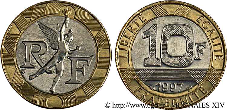 10 francs Génie de la Bastille, BU (Brillant Universel) 1997 Pessac F.375/14 MS 