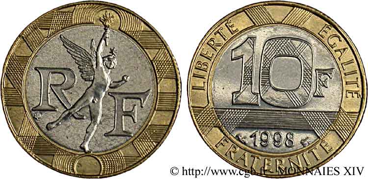 10 francs Génie de la Bastille, BU (Brillant Universel) 1998 Pessac F.375/15 SPL 