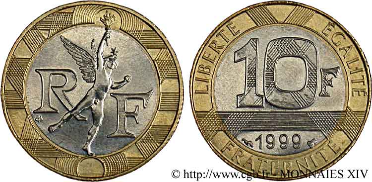 10 francs Génie de la Bastille, BU (Brillant Universel) 1999 Pessac F.375/16 fST 