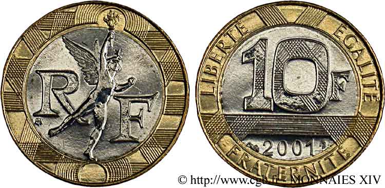 10 francs Génie de la Bastille, BU (Brillant Universel) 2001 Pessac F.375/18 FDC 