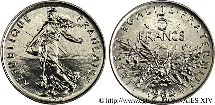 5 francs Semeuse, nickel 1984 Pessac F.341/16 ST 