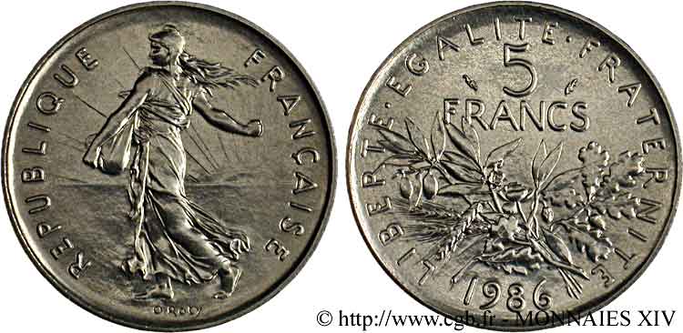 5 francs Semeuse, nickel 1986 Pessac F.341/18 MS 