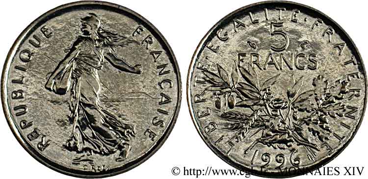 5 francs Semeuse, nickel 1996 Pessac F.341/32 ST 