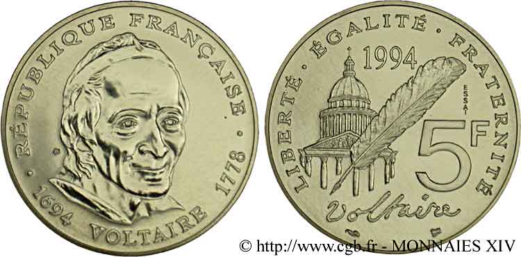 Essai de 5 francs Voltaire 1994  F.344/1 MS 