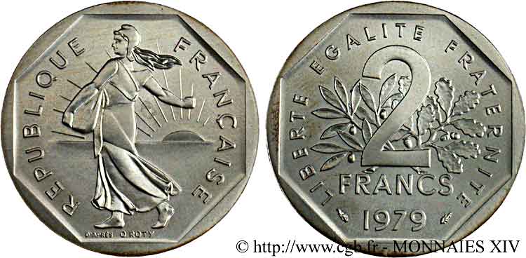 Piéfort argent de 2 francs Semeuse 1979 Pessac F.272/3P FDC 