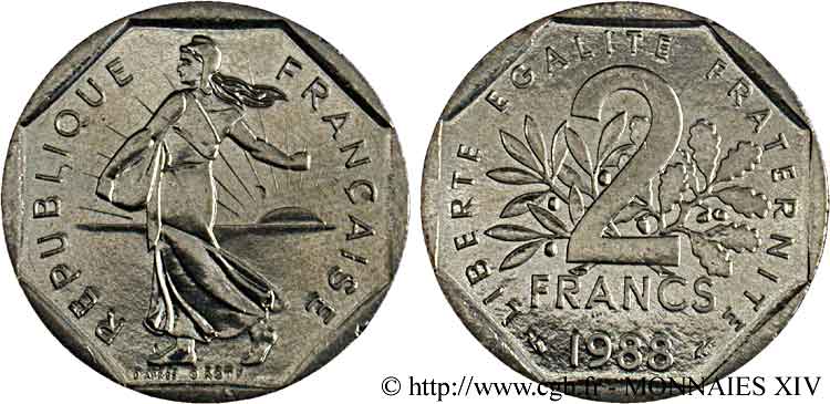 2 francs Semeuse, nickel 1988 Pessac F.272/12 MS 