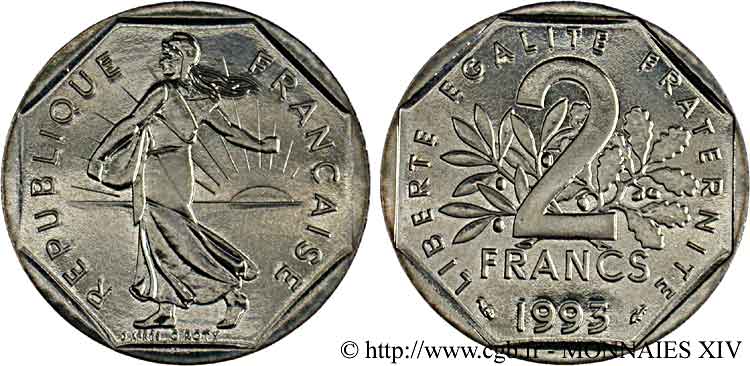 2 francs Semeuse, nickel, BU (Brillant Universel)  1993 Pessac F.272/20 ST 