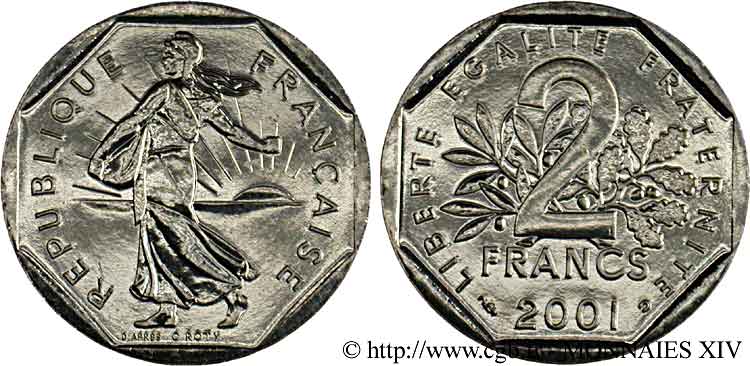 2 francs Semeuse, nickel, BU (Brillant Universel)  2001 Pessac F.272/29 ST 