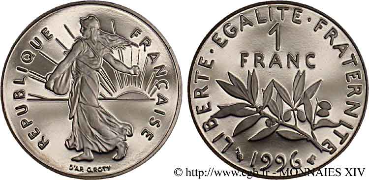 1 franc Semeuse, nickel, BE (Belle Épreuve) 1996 Pessac F.226/44 FDC 