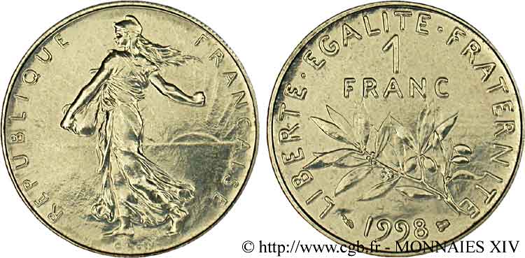 1 franc Semeuse, nickel, BU (Brillant Universel) 1998 Pessac F.226/46 MS 
