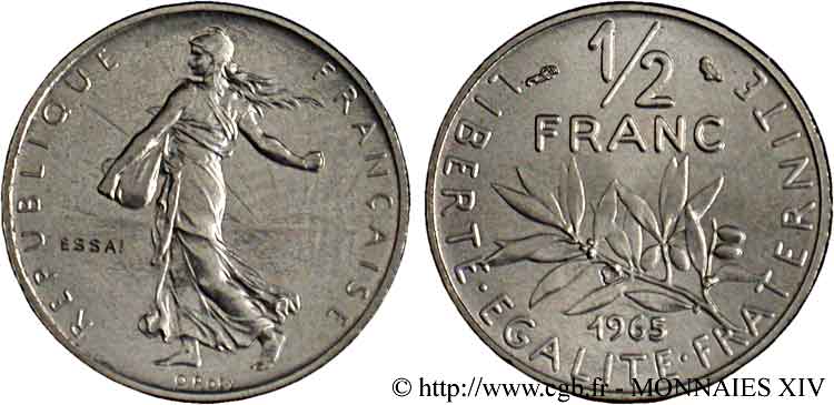 Essai du 1/2 franc Semeuse 1965 Paris F.198/2 ST 