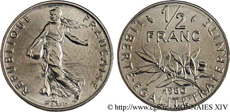 1/2 franc Semeuse 1980 Pessac F.198/19 MS 