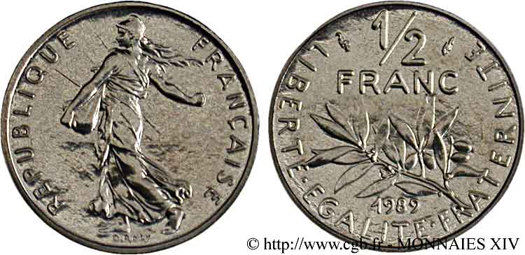 1/2 franc Semeuse 1989 Pessac F.198/28 MS 