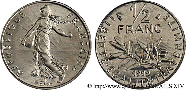 1/2 franc Semeuse, BU (Brillant Universel) 1999 Pessac F.198/42 MS 
