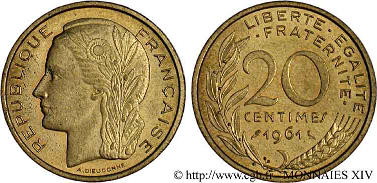 Pré-série concours de 20 centimes de Dieudonné 1961  Fk.237  MS 