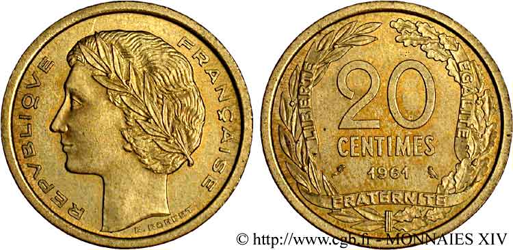 Pré-série concours de 20 centimes de Robert 1961  Fk.241  SUP 