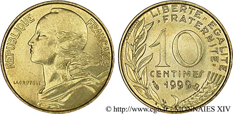 10 centimes Marianne, BU (Brillant Universel) 1999 Pessac F.144/43 FDC 