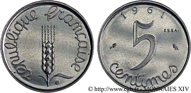 Essai de 5 centime Épi 1961  F.124/2 FDC 