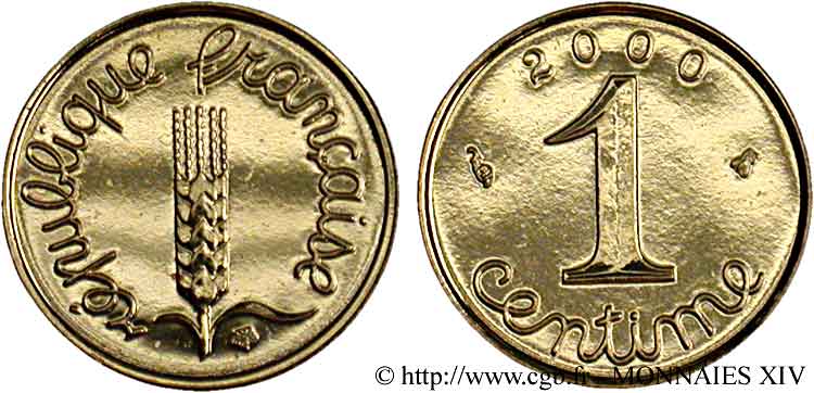 1 centime Épi or, BU (Brillant Universel) 2000 Pessac F.950 1 MS 