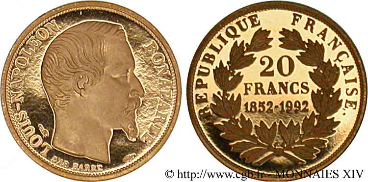 Pseudo-monnaie de 20 francs Louis-Napoléon 1992  F.  FDC 