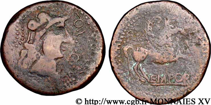 HISPANIA -INDIGETES - EMPORIA / UNTIKESKEN (Provincia de Gerona - Ampurias) Unité de bronze ou as, (MB, Æ 29) BC+