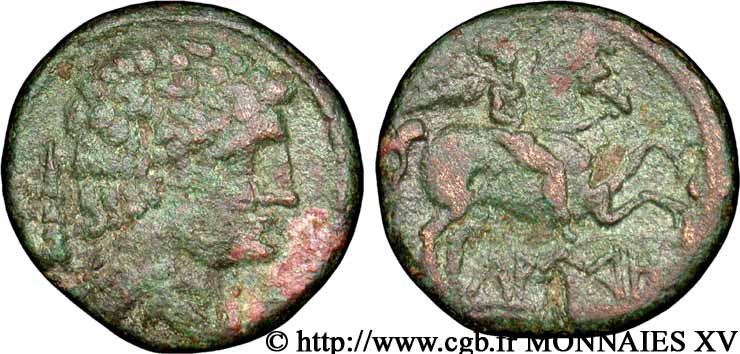 HISPANIA - LAYETANOS - LAURO Unité de bronze au cavalier ou as (MB.Æ 27) XF