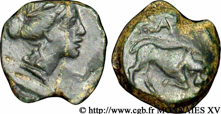 MASSALIA - MARSEILLES Bronze au taureau (hémiobole ?), (PB, Æ 13) MBC