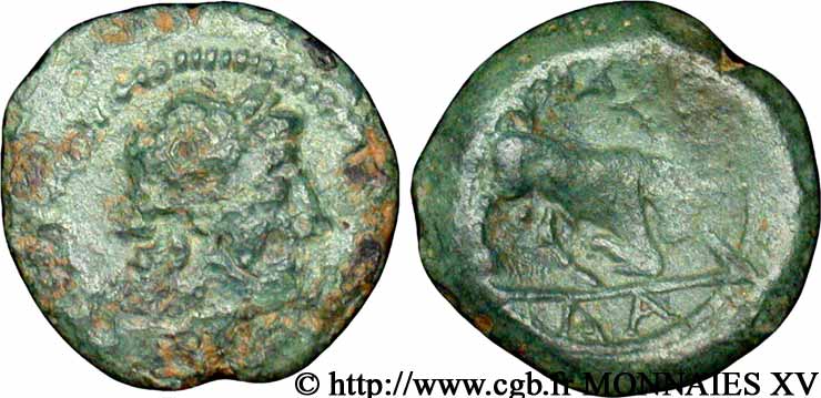 MASSALIA - MARSEILLE Bronze au taureau (hémiobole ?), (PB, Æ 16) TTB