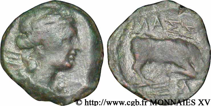 MASSALIA - MARSEILLE Bronze au taureau (hémiobole ?), (PB, Æ 15) TB+