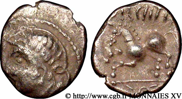 GALLIA - GALLIA DEL NORTE -ÆDUI (BIBRACTE, Región del Mont-Beuvray) Denier COIOS/ORCIITIRIX BC+/MBC