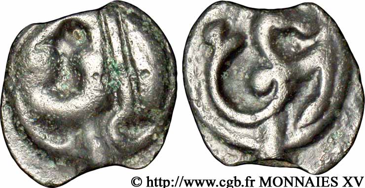 GALLIEN - NORDGALLIEN - ÆDUI (BIBRACTE, Region die Mont-Beuvray) Potin à l’hippocampe, tête casquée fVZ