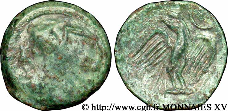 GALLIA - CARNUTES (Regione della Beauce) Bronze lourd à l’aigle et au croissant q.BB/q.SPL