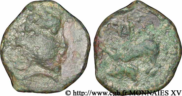 GALLIA - CARNUTES (Beauce area) Bronze au cheval et au sanglier VF