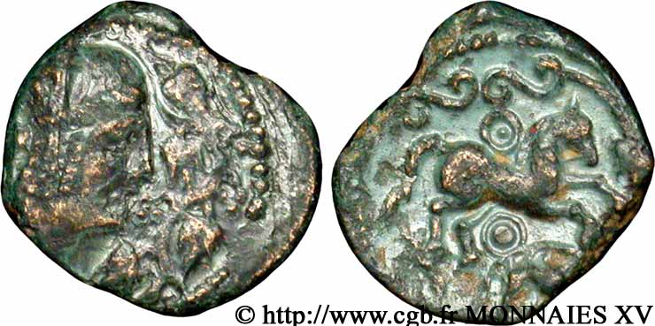 GALLIA - AULERCI EBUROVICES (Regione d Evreux) Bronze à la tête d’Apollon et à la treille de vigne AU