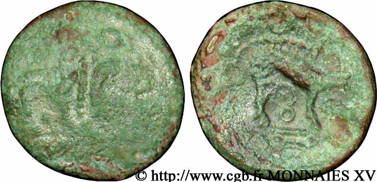 GALLIA - AULERCI EBUROVICES (Regione d Evreux) Bronze aux animaux affrontés VF/XF