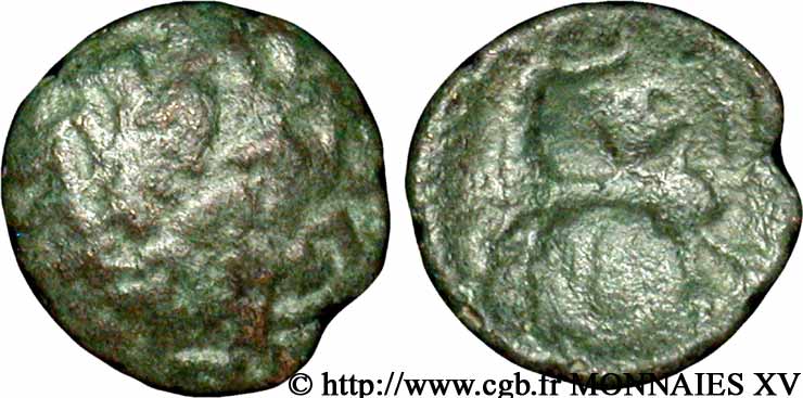 GALLIA BELGICA - LEUCI (Regione di Toul) Quart de statère d’or au cheval retourné, série B (noyau en bronze) q.BB