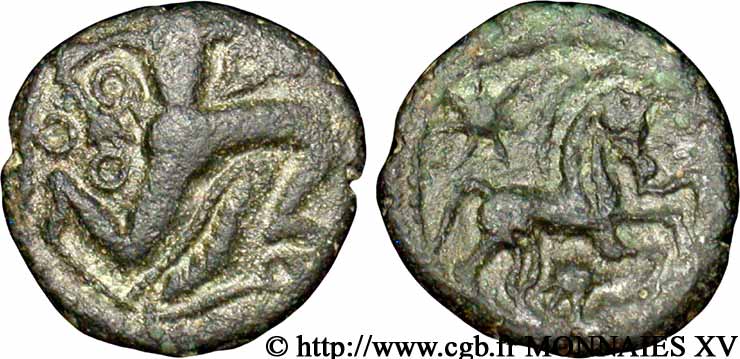 GALLIEN - BELGICA - BELLOVACI (Region die Beauvais) Bronze au personnage courant SS