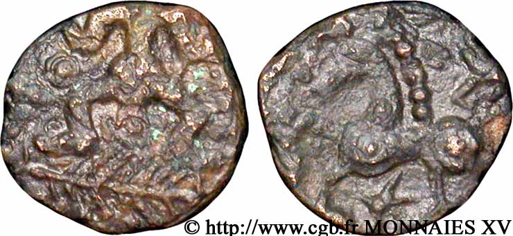 GALLIA - BELGICA - BELLOVACI (Región de Beauvais) Bronze au personnage courant, “type de Fesques” BC+/MBC