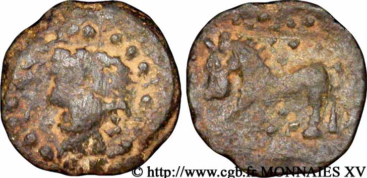 GALLIA - BELGICA - BELLOVACI (Región de Beauvais) Bronze au cheval, “type de Vendeuil-Caply” BC