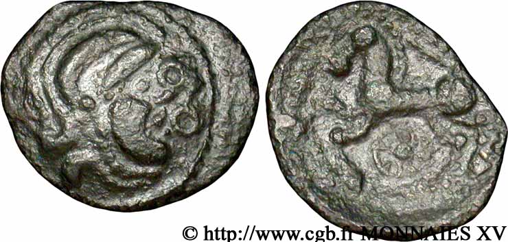 GALLIEN - BELGICA - BELLOVACI, Ungewiß Bronze au cheval et à la roue, “type de Vendeuil-Caply” SS