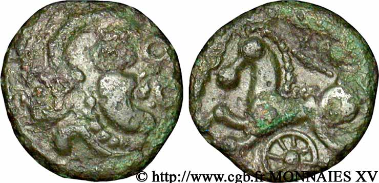 GALLIEN - BELGICA - BELLOVACI, Ungewiß Bronze au cheval et à la roue, “type de Vendeuil-Caply” SS/VZ