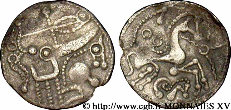 GALLIA BELGICA - AMBIANI (Regione di Amiens) Denier d argent scyphate dit “à l hippocampe” SPL