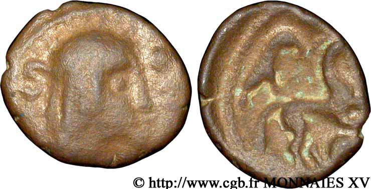 AMBIENS (Région d Amiens) Bronze au cheval et à la tête aux cheveux calamistrés TB/TB+