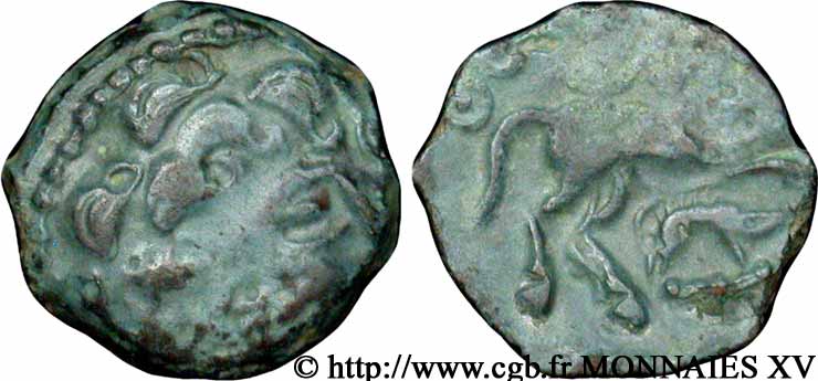 GALLIA BELGICA - AMBIANI (Regione di Amiens) Bronze au cheval et au sanglier XF