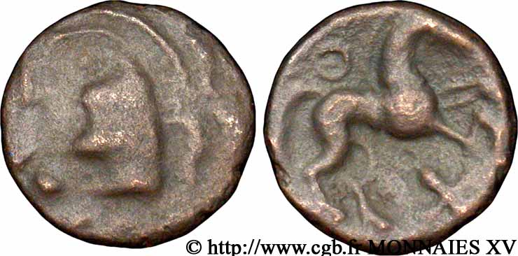 GALLIA BELGICA - AMBIANI (Regione di Amiens) Bronze au cheval et à la croix tréflée, BN 8427 q.BB