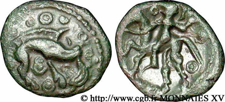 GALLIA BELGICA - AMBIANI (Regione di Amiens) Bronze au sanglier et au cavalier AU